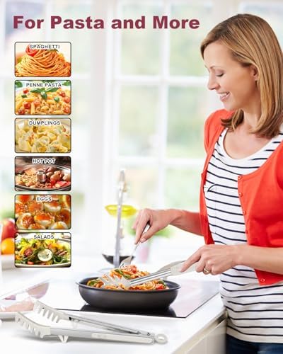 2-Piece Silicone Spaghetti Spoon and Pasta Tong Set, 13-Inch