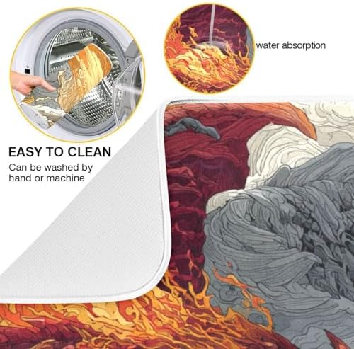 OTVEE Dragon Grandeur Two Realms Dish Drying Mat for Kitchen Counter