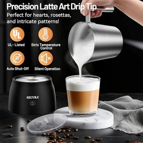 Secura 17oz Stainless Steel Milk Frother