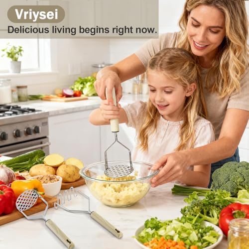 Potato Masher Stainless Steel, 2pcs Heavy Duty Mashed Potato Mashers