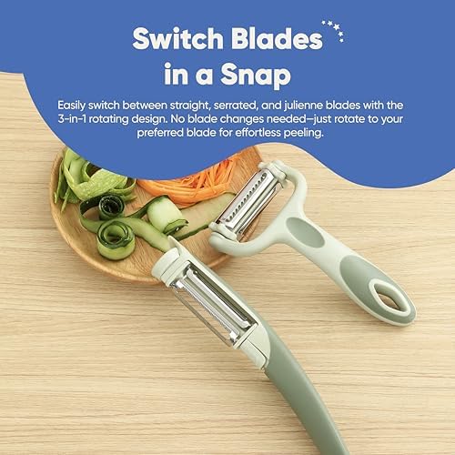 Chef’s Path Tri-Blade Peeler Set – Stainless Steel Blade Y Peeler &