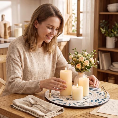 Mother of Pearl Decorative Tray with Metal Handle, Retro