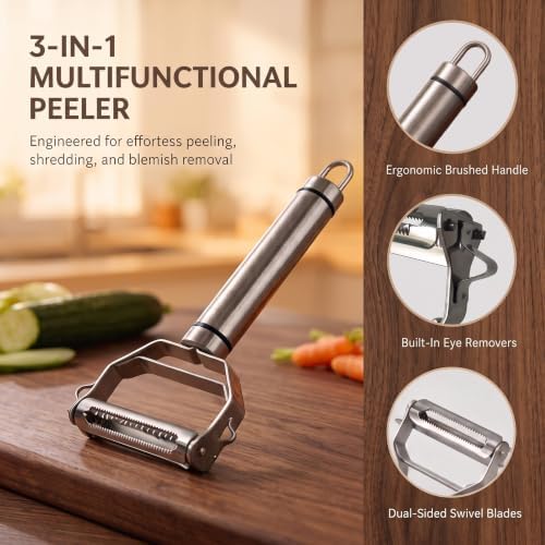 Stainless Steel Vegetable Julienne Peeler, Fruit Corer Set for Kitchen