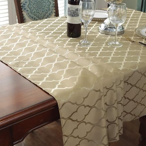 SASTYBALE Jacquard Tablecloth Rectangle, Polyester, Gold, 60" x 120"