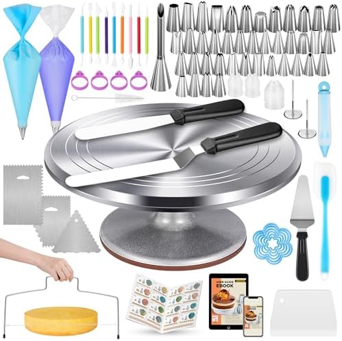 Kootek 180 Aluminum Cake Decorating Kit, Baking Tools for Beginners &