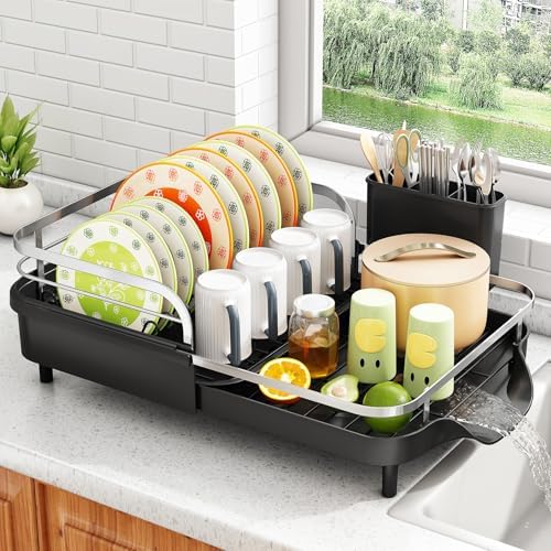 SAYZH Expandable Dish Drying Rack, Black