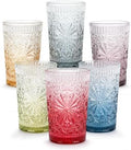 Drinking Glass Set of 6, 13oz Colored Glass Cup Glassware Set