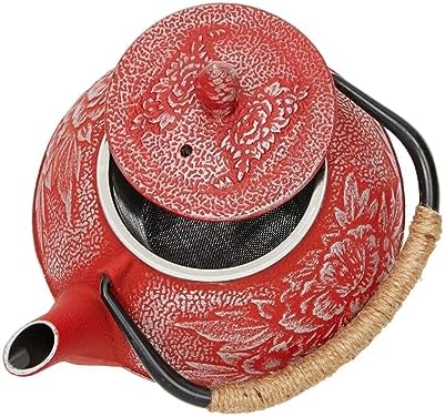 Juvale Japanese Cast Iron Teapot with Infuser - Red, 27 oz (800 ml)