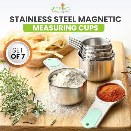 Spring Chef Stainless Steel Magnetic Measuring Cups, Set of 7 &