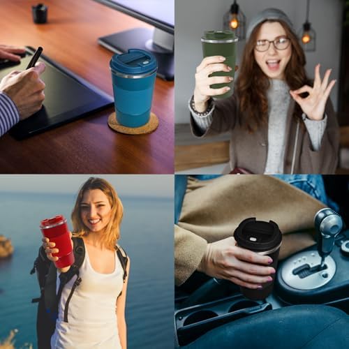 4 Pack Insulated Coffee Mug with Lid 17oz Travel Coffee Tumbler