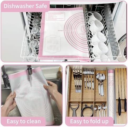 Non-stick Silicone Pastry Mat, Silicone Baking Mat with Measurements