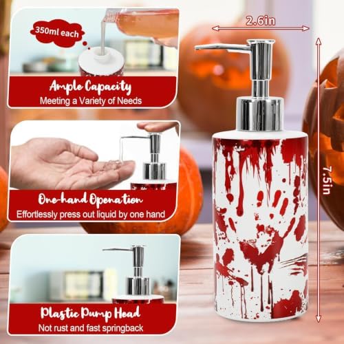 JarThenaAMCS Halloween Soap Dispenser Bloody Handprint Glass Dispenser