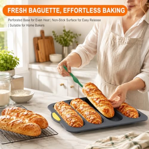 2 Pcs Non-Stick Perforated Baguette Pan