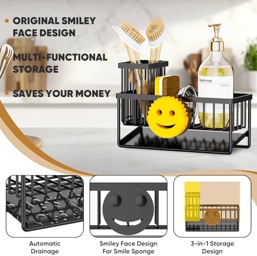 Sponge Holder for Kitchen Sink with Removable Brush Holder