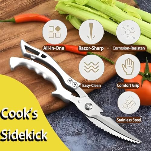Heavy Duty Kitchen Scissors, Stainless Steel Poultry Shears with