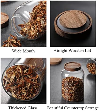 Large Glass Jars with Airtight Wooden Lid, Food Storage Glass