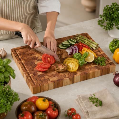 Teak End Grain Cutting Board, 20" x 14" x 1.5"