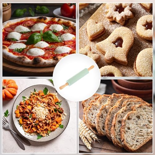 uxcell 6.7 Inch Silicone Rolling Pin and Pastry Baking Mat Set Small