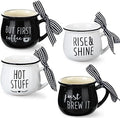 Patelai 4 Pcs Espresso Mugs Coffee Bar Black, White, Classic Style