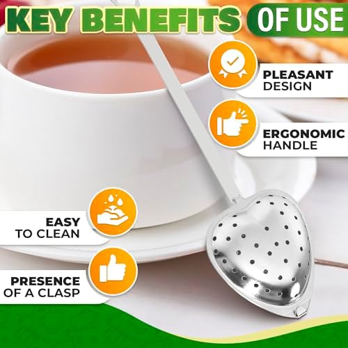10 Pcs Heart Tea Infuser, 5.52 In, Stainless Steel Steeper