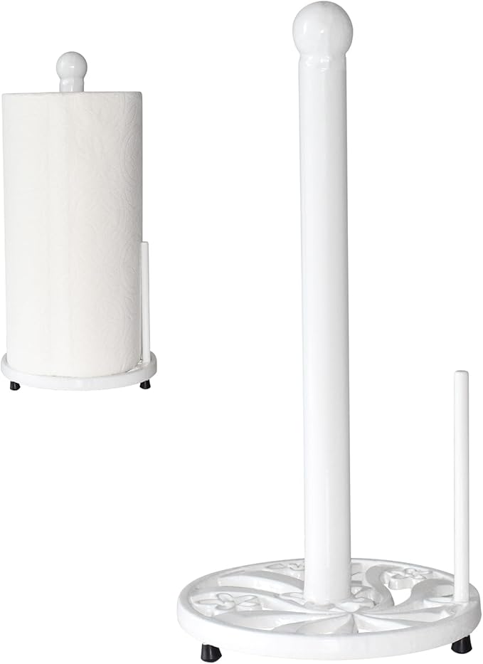 White Cast Iron Paper Towel Holder by Minluful
