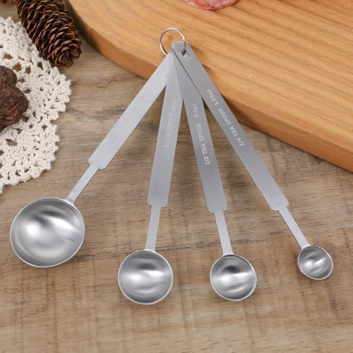 4 Pcs Long Handle Measuring Spoons Set Stainless Steel Measuring Spoon