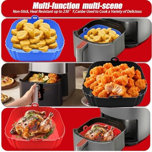 2 Pack Air Fryer Liners,8 Inch Silicone Airfryer Liners,Air Fryer