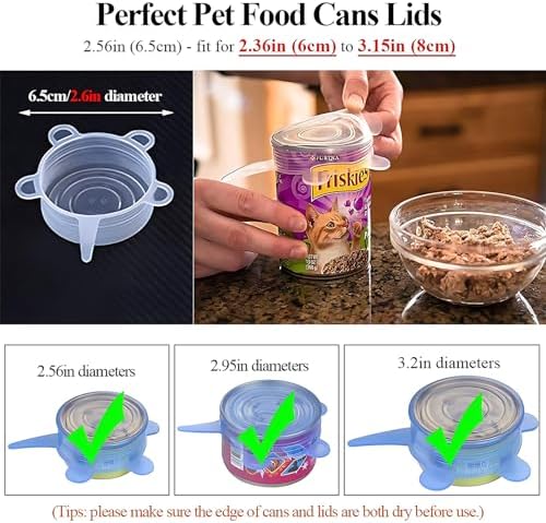 Silicone Stretch Lids Pet Food Can Covers, 10-Pack, 2.6in + 3.74in