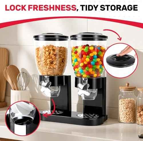 Dual-Control Cereal Dispenser Countertop, 2 Pack 2L for Pantry