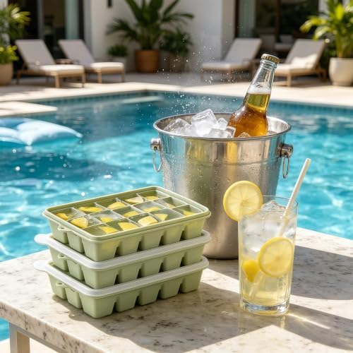 4 Pack Silicone Ice Cube Trays, Easy Release Ice Trays for Freezer