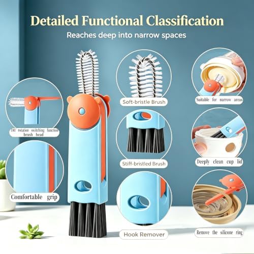 3 in 1 Cup Lid Cleaning Brush - Upgraded Cup Lid Brush Cleaning Set
