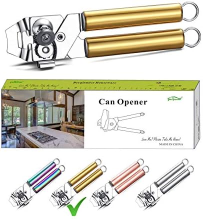 Berglander Can Opener, Stainless Steel Titainium Golden Plating Handle