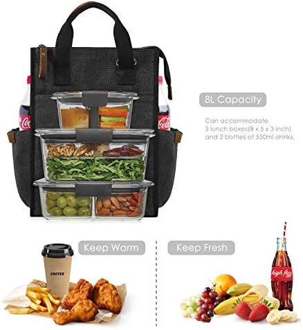SMRITI Insulated Canvas Lunch Bag for Women/Men-9.6 L Reusable