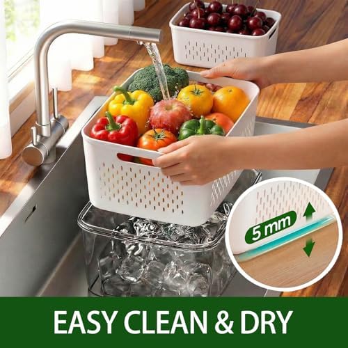 4 Pack Fruit Storage Containers with Removable Colanders