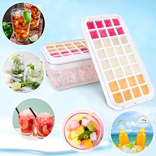 Ice Trays for Freezer with Lid & Bin, Ice Cube Tray Making 64 pcs Ice