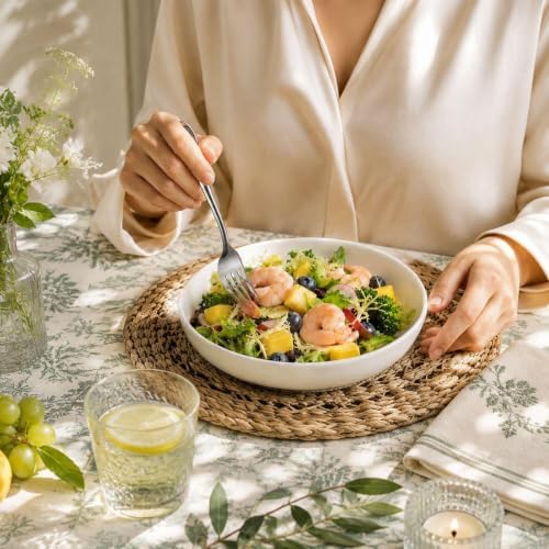 Y YHY Pasta Bowls Set of 6, High-Fired Porcelain White Salad Bowls