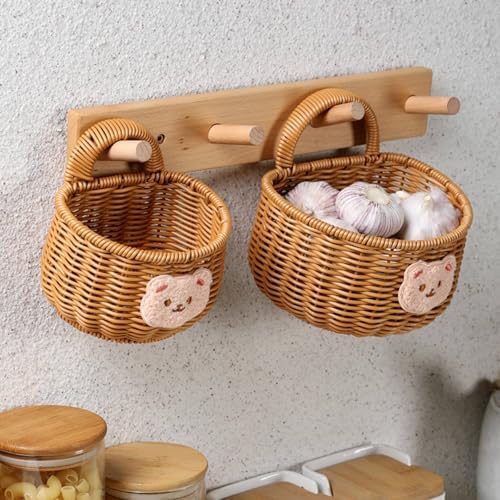 Generic Gingers Garlic Storage Basket Rattan Woven Organizer, L