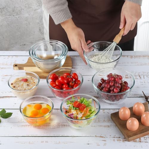 WHJY 3-Pack 5-Inch Glass Cereal Bowls, Clear Glass Serving Bowls for
