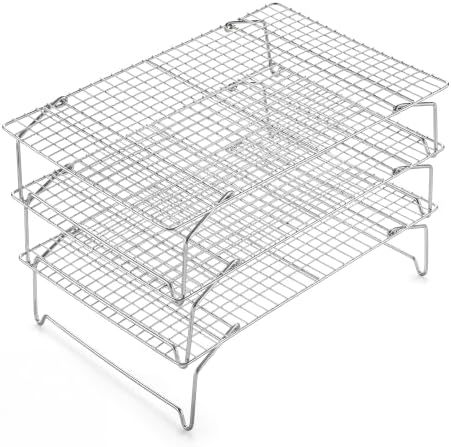 E-far Cooling Rack 15”x10”, 3-Tier Collapsible for Cooking and Baking