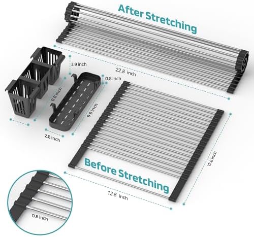 BBXTYLY Expandable Over-Sink Dish Drying Rack, Black