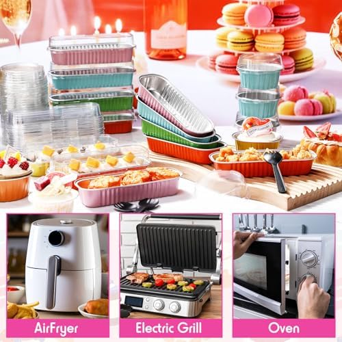 Blushtier 720 Pcs Mini Loaf Pans with Lids and Spoons 6.8 oz
