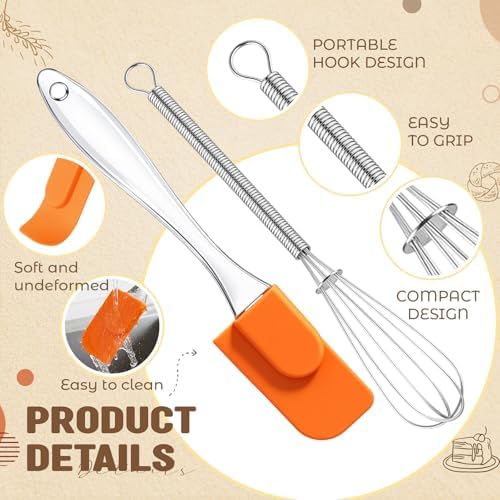 Baderke 24 Pcs Mini Silicone Spatula Stainless Steel Whisk Set, 7"
