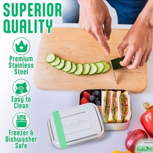 Stainless Steel Bento Box w/ Silicone Strap & Condiment Cup, 27 oz