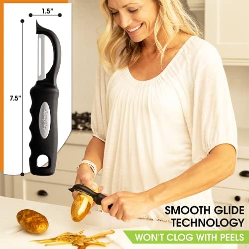 Spring Chef Premium Swivel Vegetable Peeler, Black & Magnetic