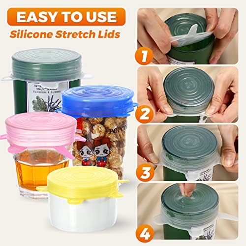 Nuogo 60 Pieces Silicone Stretch Jar Covers