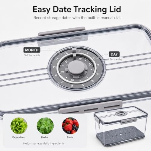 Fridge Storage Box with Drain Tray, Refrigerator Storage Container