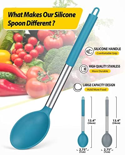 BUNDLEPRO Silicone Cooking Spoons for Nonstick Cookware, 2 Pack