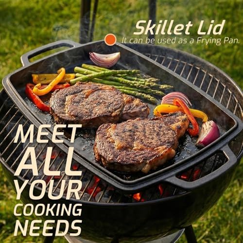 2-in-1 Cast Iron Dutch Oven with Lid, 6.5QT
