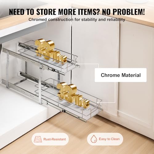 VEVOR Pull Out Cabinet Organizer, Chrome-Plated Steel