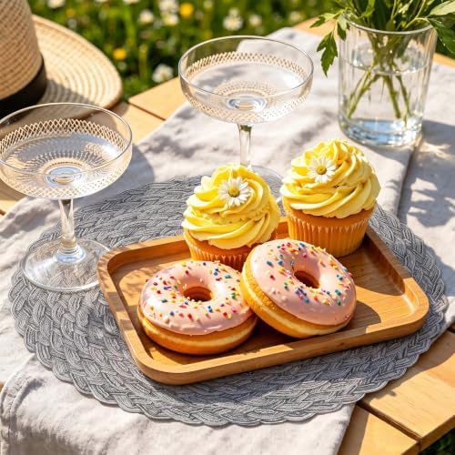 Topotdor Round Placemats Set of 4,Washable Woven Table Mats,Grey